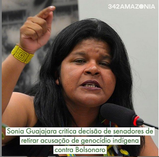 Sonia Guajajara criticá CPI da Covid de retirar crime de genocídio de indígenas